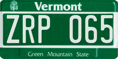 VT license plate ZRP065