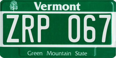 VT license plate ZRP067