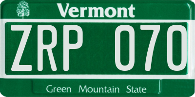 VT license plate ZRP070