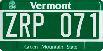VT license plate ZRP071