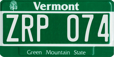 VT license plate ZRP074