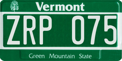 VT license plate ZRP075