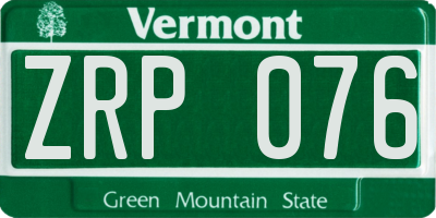 VT license plate ZRP076
