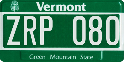 VT license plate ZRP080
