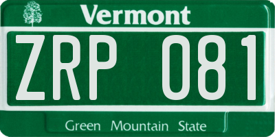 VT license plate ZRP081