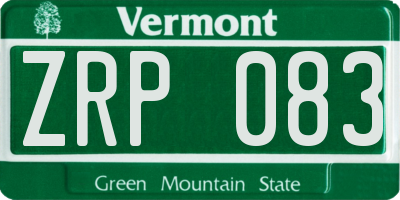 VT license plate ZRP083