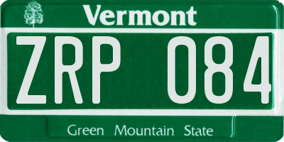 VT license plate ZRP084
