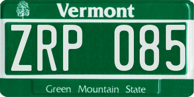 VT license plate ZRP085