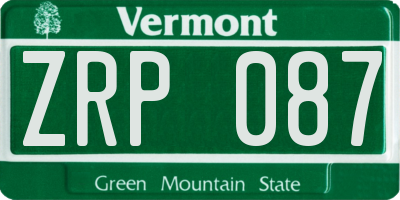 VT license plate ZRP087