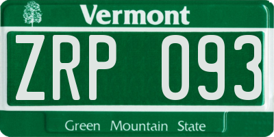 VT license plate ZRP093