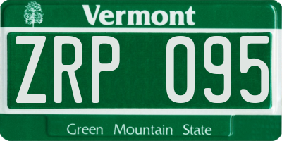 VT license plate ZRP095