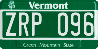 VT license plate ZRP096