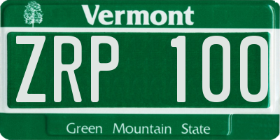VT license plate ZRP100