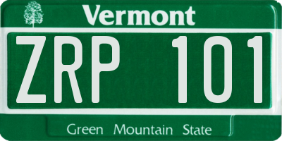 VT license plate ZRP101