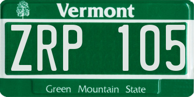 VT license plate ZRP105