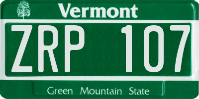 VT license plate ZRP107