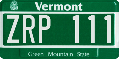 VT license plate ZRP111