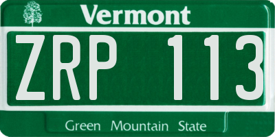VT license plate ZRP113