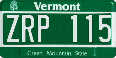 VT license plate ZRP115