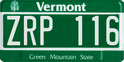 VT license plate ZRP116