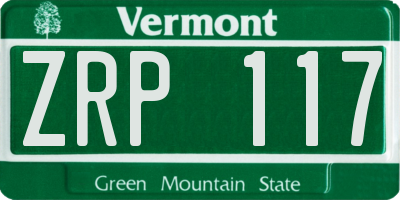 VT license plate ZRP117