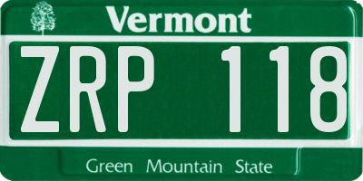 VT license plate ZRP118