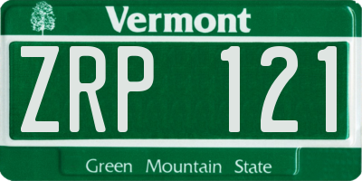 VT license plate ZRP121