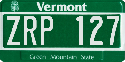 VT license plate ZRP127