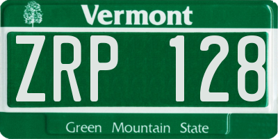 VT license plate ZRP128