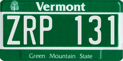 VT license plate ZRP131