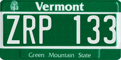 VT license plate ZRP133