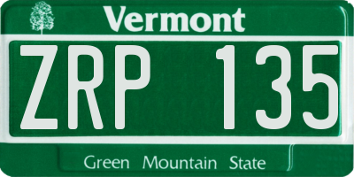 VT license plate ZRP135