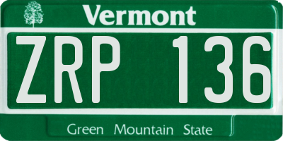 VT license plate ZRP136