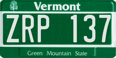 VT license plate ZRP137