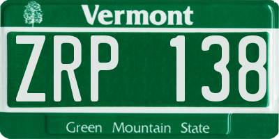 VT license plate ZRP138