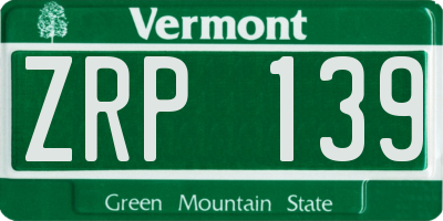 VT license plate ZRP139