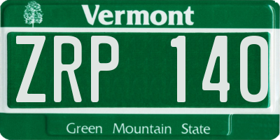 VT license plate ZRP140