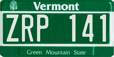 VT license plate ZRP141