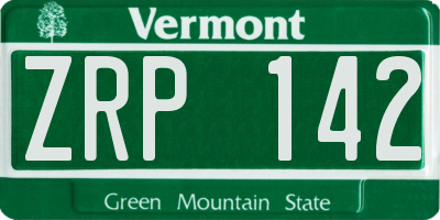 VT license plate ZRP142