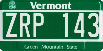 VT license plate ZRP143