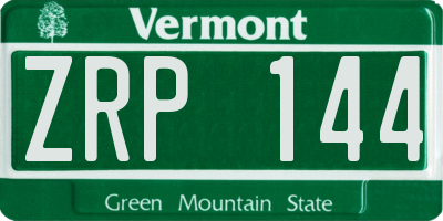 VT license plate ZRP144