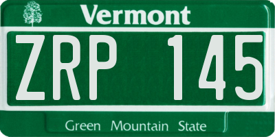 VT license plate ZRP145
