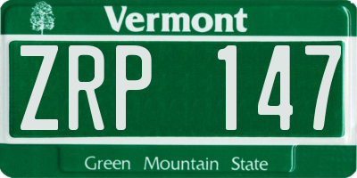 VT license plate ZRP147