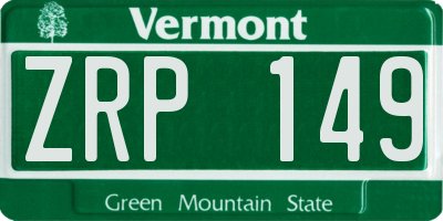 VT license plate ZRP149