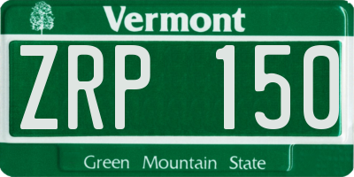 VT license plate ZRP150