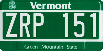 VT license plate ZRP151