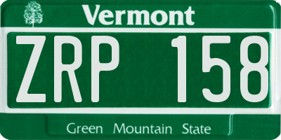VT license plate ZRP158