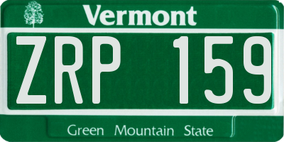 VT license plate ZRP159