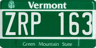 VT license plate ZRP163