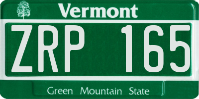 VT license plate ZRP165